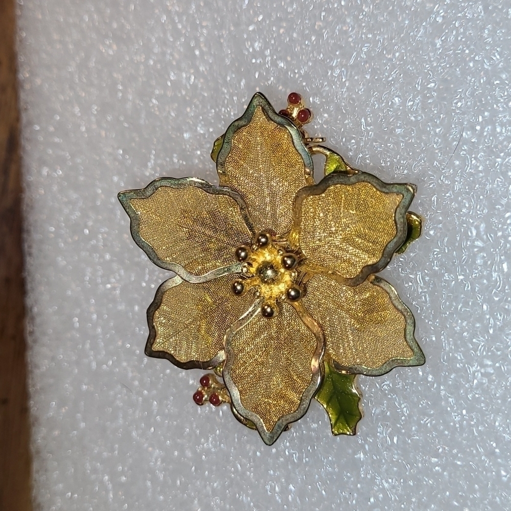 Gold-tone KC Stamped Brooch